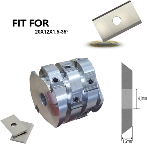 Square 20mm 0.787 Inch Carbide Inserts Cutter Blades 2 Edges 20x12x1.5mm for Woodworking Surfacing Groove Helical