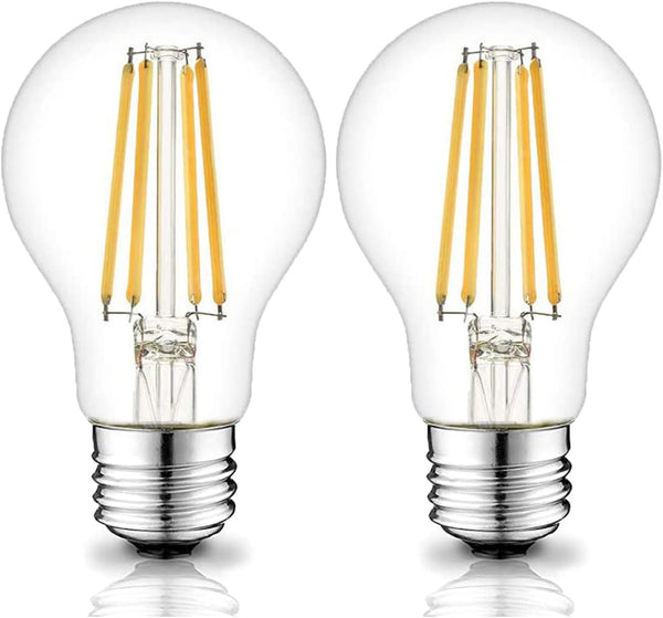 2 Pack 12 Volt Edison Bulb E26, 12V LED Warm White 2700K 60W Equivalent, Low Voltage Vintage A19 Bulbs