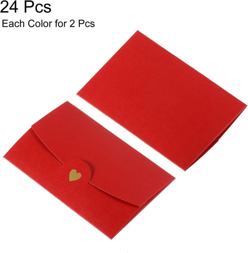 PATIKIL 24 Pack Mini Envelopes, Retro Gold Heart Gift Card Holders for Wedding Birthday, Multicolor Invitation
