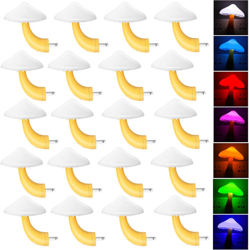 Tuanse 20 Pcs LED Color Changing Mushroom Night Light, Cute 7 Color