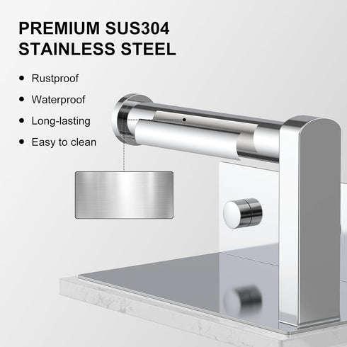 304 Toilet Paper Holder with Marble Shelf, Stainless Steel Tissue Hand Holder Wall Mounted Toilet Paper Roll Hold