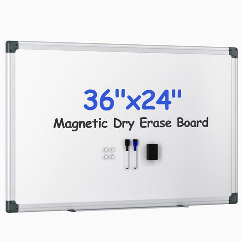 VUSIGN Magnetic White Board Kit for Wall, 36" x 24", Includes 1 Dry Eraser, 2 Multicolor Markers, 4 Magnetic Pins,