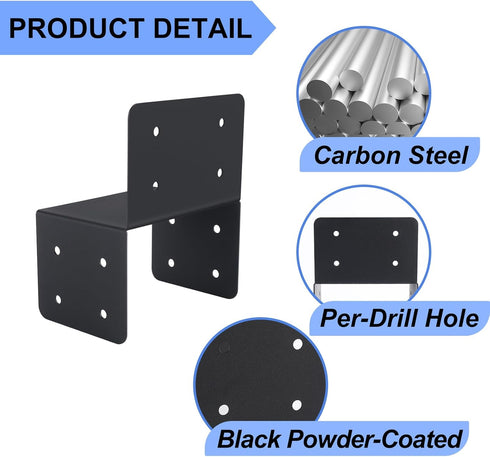 4 Pcs Joist Anchor Connector for 6"x 6" Post, Roof Tie Header Hanger Joint Post Cap for Outdoor House Carport Shed