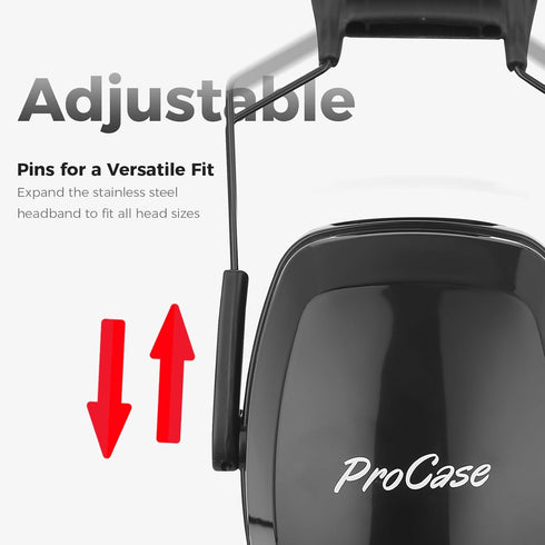 ProCase Noise Reduction Safety Ear Muffs, NRR 32dB Noise Cancelling Ear Protection Headphones, Hearing Protection Ear Defenders for Shooting Gun Range Mowing -Black