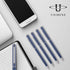 Unibene 6 Pack Glossy Blue Slim Metallic Retractable Ballpoint Pens, 1.0mm Medium Point with 6 Refills