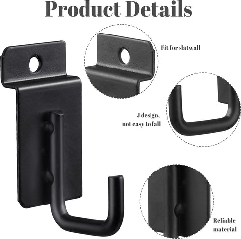 Tandefio 25 Pack J Shaped Slatwall Hooks, Heavy Duty Black J Hook Slatwall Accessories for Display Panel