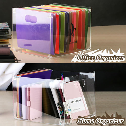 DF Acrylic File Holder with Handles, Clear File Organizer for Letter Size/A4 Folders, Desktop Hanging File Holder