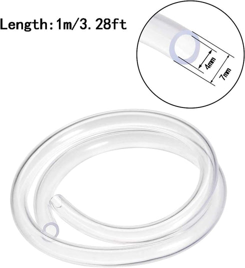 XaoJsun 1pcs 1m (3.28ft) 1m 4 7mm) Flexible Silicone Rubber Tubing - Water Hose for Home Brewing & Winemaking(Long *