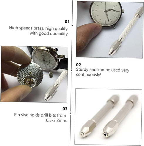 DOITOOL 6 Pcs Drill Model Mini Vise Mini Tools Pin Vise Hand T Tool Hand Auger Miniatures Miniature Tools Pin Vice Wire Tool Double Ended Pin Vise Double Head Pin Vise Watch Brass Set
