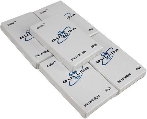Gullor 25 PCS Blue Ink Cartridges for Jinhao Fountain Pens, 5 Packs, International Size