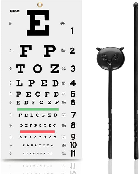 PECULA Snellen Eye Chart Wall Chart, 22 in x 11 in, 20/20 Vision Test, Color Vision Test, Plastic, Washable