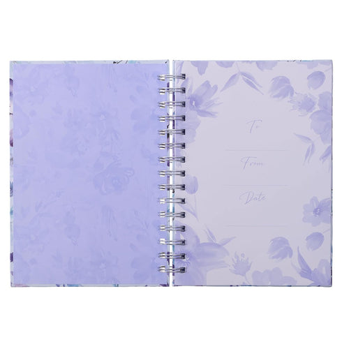 Inspirational Spiral Journal Notebook for Women - It is Well With My Soul, Blue/Purple Posies Floral, 192 Ruled Pages