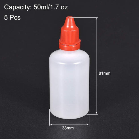 uxcell 50ml Plastic Dropper Bottles, Empty Squeezable Dropper Bottle with Cap, Red, Pack of 5
