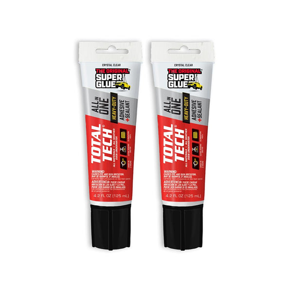 Super Glue - Total Tech - Clear, All-In-One Adhesive & Sealant, 4.2oz Tubes (Pack of 2)