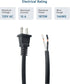 14 Gauge Replacement Power Cord, 2 Prong 6.46Ft Cable for Appliance, NEMA 1-15P 110V 115V 120V Pigtail