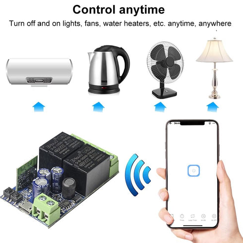 5v DC7V/12v/24v/48v 2 Curtain(2pcs,2ch) Ewelink WiFi Wireless Smart Relay Module USB Channel Switch for Garage Door