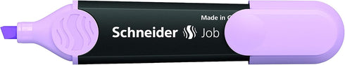 Schneider Job Pastel Highlighter, Chisel Tip 1 + 5 mm, Black Barrel, Lavender Ink, Box of 10 Highlighters (1528) -