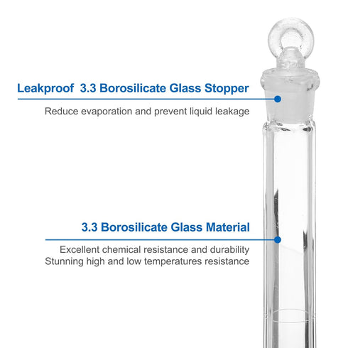 PATIKIL 100ml Volumetric Flask, 3.3 Borosilicate Glass Graduated Measuring Flask with Glass Stopper for Lab Use