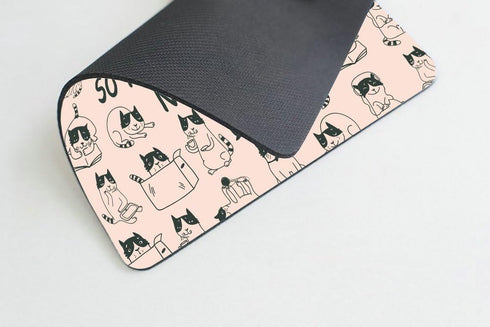 I Work Hard So My Cat Can Have Nice Things - Funny Cat Lover Present, Pink Mouse Pad, Office Desk Accessories