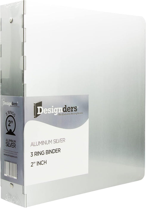 JAM PAPER Aluminium 2 inch Binders | Silver Aluminum 3 Ring Binder | Sold Individually
