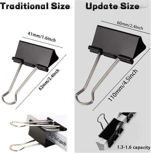 Extra Large Binder Clips 2.4 Inch, 36 Pack, Upgrade Giant Paper Clips for Office and Home Supplies, Black