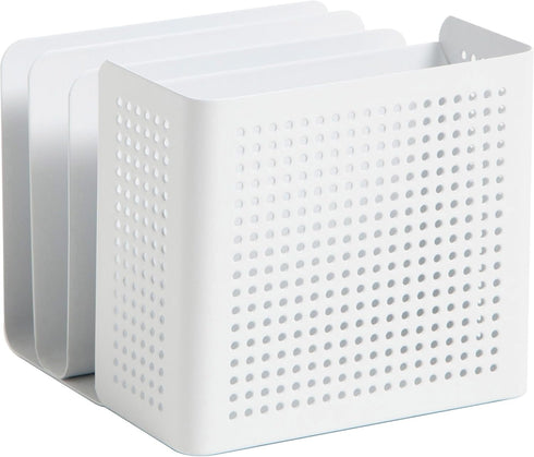 U Brands Modern Perforated Metal Sorter Cup, Desktop Organizer, White, 4.41 x 3.94 x 4.29 Inches
