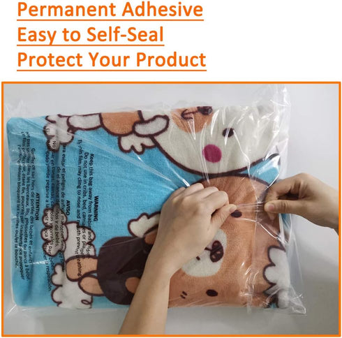 Belinlen 100 Count 18x24 Inch Self Seal Clear Poly Bags for Packaging, Shipping & FBA with Permanent Adhesive
