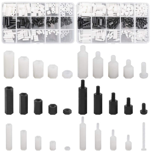 Hilitchi 360pcs M2 M3 M4 Male Female Nylon Hex Spacer Standoff Screw Nut Assortment Kit