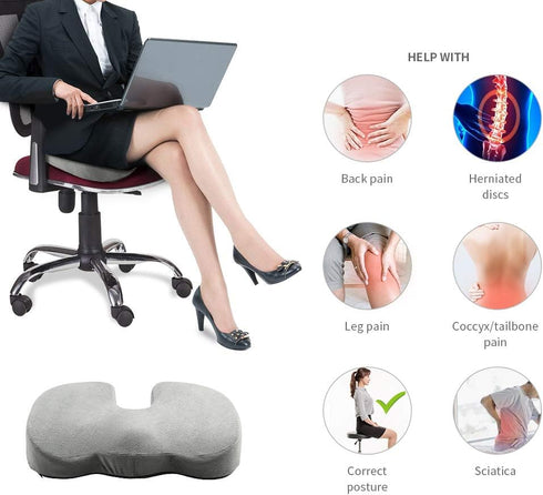 Generic Premium Gel & Memory Foam Seat Cushion, Office Chair Cushion for Back & Sciatica Pain Relief, Car Seat Cushion
