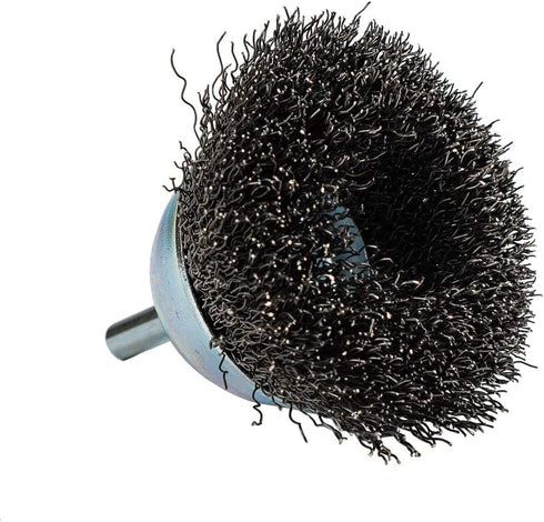 Forney 60005 Cup Brush, Coarse Crimped Wire, 2 1/2-Inch with 1/4-Inch Shank