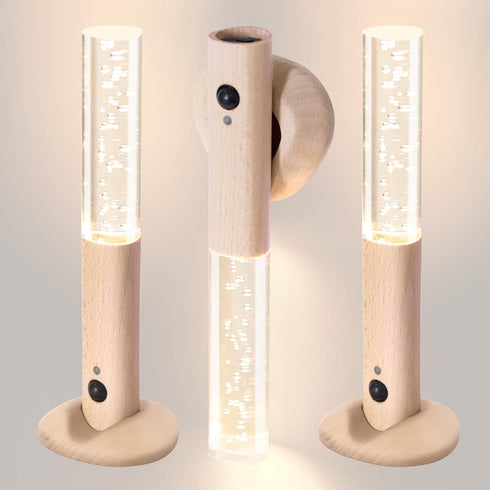 HAANGWAN Motion Sensor Night Lights Indoor, Rechargeable Night Lights Wall Sconces Wooden Set