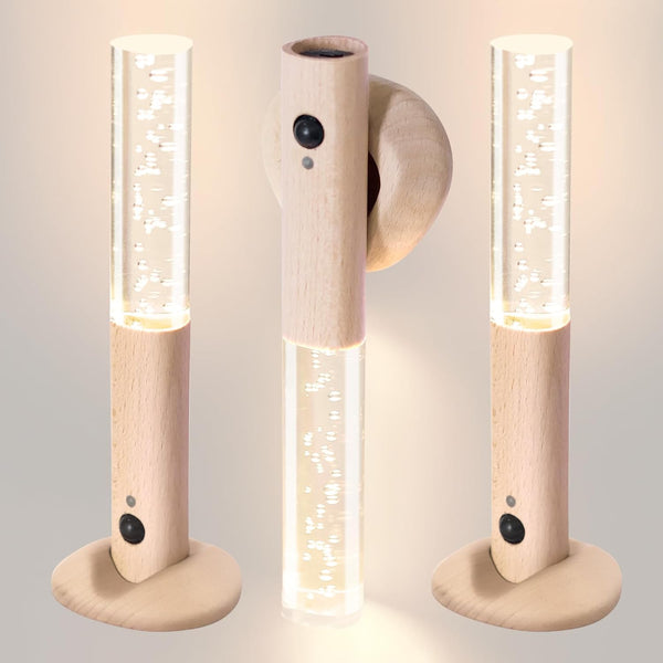 HAANGWAN Motion Sensor Night Lights Indoor, Rechargeable Night Lights Wall Sconces Wooden Set