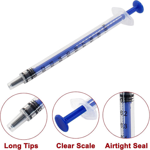 20Pcs 1ml/cc Plastic Syringe, No Needle Individually Packaged, Measurement for Scientific Labs, Feeding Pets