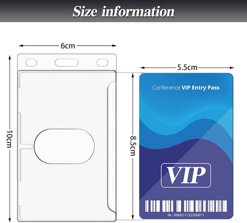 Hard Plastic Card ID Badge Holder with Keyring, Heavy Duty Clear Card Holder, Secure Credit Card ID Holder Keychain (20