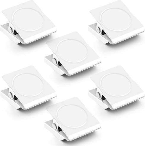 Grtard 6 Pack Heavy Duty Magnetic Clips, Strong Magnets for Whiteboard, Refrigerator, Home, School, Office (White)