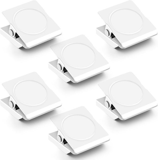 Grtard 6 Pack Heavy Duty Magnetic Clips, Strong Magnets for Whiteboard, Refrigerator, Home, School, Office (White)