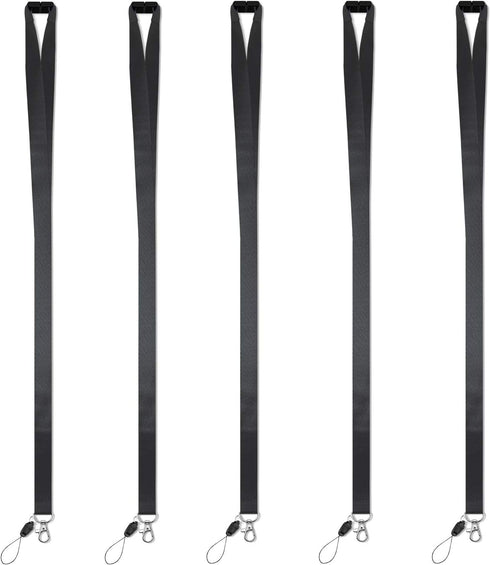 Black Safety Breakaway Lanyards for ID Badges, Holder Keys, Women Men, Cruise Neck Office Card Holder - 5 Pack