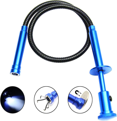 Telescoping Inspection Mirror with LED Lights, Magnetic 4 Claw Picker, Flexible Claw Grabber Tool, Combination Tool Set