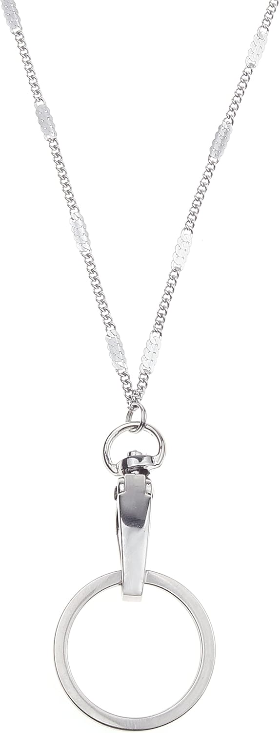 Wisdompro Women's Fashion Lanyard Necklace with Metal Clasp and Keyring for ID Badge, Keys - Twist Chain