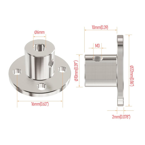 6.35mm(1/4 in) Flange Shaft Coupling, Rigid Coupling Motors Guide Support Coupler, High Hardness Connector Flanged Mount for DIY RC Model Motors Coupler with Set Screws & Wrench