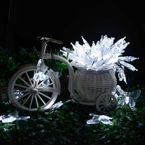 Solar String Lights, Waterproof 16ft 20LED Butterfly Christmas Fairy Lights for Home Party Wedding Patio Garden
