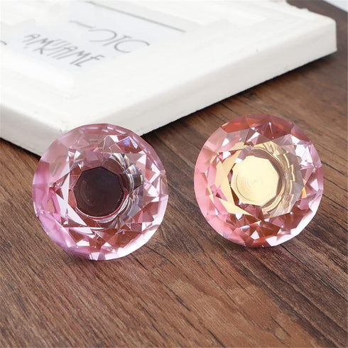 WenRan 40mm K9 Closet (1,Silver) Pink Diamond Crystal Pull Handle Simple Bedside Cabinet Drawer Handle Single Hole Pull