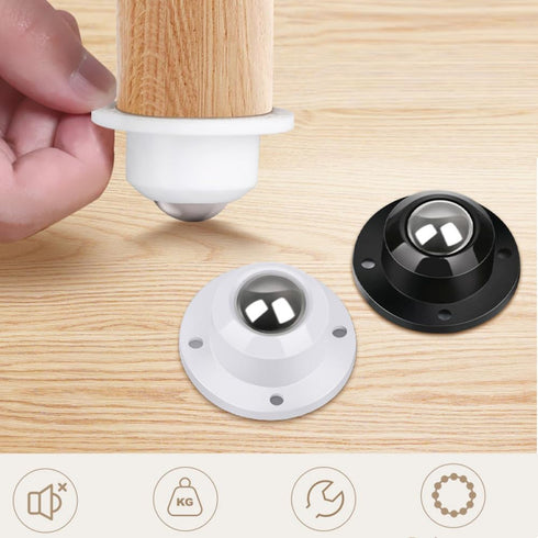 Self Adhesive Caster Wheels for Furniture, 0.8 Inch Low Profile Swivel Wheels, 360 Degree Rotating, Black, 8 Pack