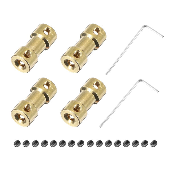 MECCANIXITY 4pcs Brass Shaft Coupling Joint Connector, 2mm to 6mm with Screws and Hex Wrench for RC Model Car