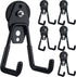 Landhoow 6 Pcs Heavy Duty Magnetic Hooks with Anti Slip Rubber Coating for Indoor and Outdoor Storage (Black)