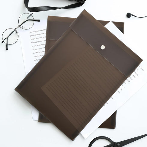 VANRA Poly Vertical File Folders, Plastic Project Folder with Snap Button Closure for A4 Letter Size Paper (Pack of 5)