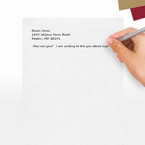 LUXPaper 8.5" x 11" Paper, Letter Size, White Linen, 80lb. Text, 50 Qty