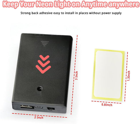 Pack Signs,3 5V Battery for LED Neon AA Battery Holder with USB Port, Power Supply for LED Strip Lights, Curtain