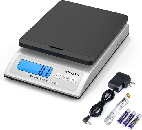 MUNBYN Shipping Scale, Accurate 66lb/0.1oz Postal Scale with Pink Style, Auto-Off, Battery & AC Adapter, LCD Display