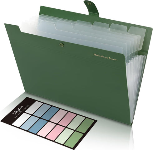 SKYDUE Expanding File Folders with 8 Pockets, Accordion File Organizer with Labels, Portable Letter Size for Home &